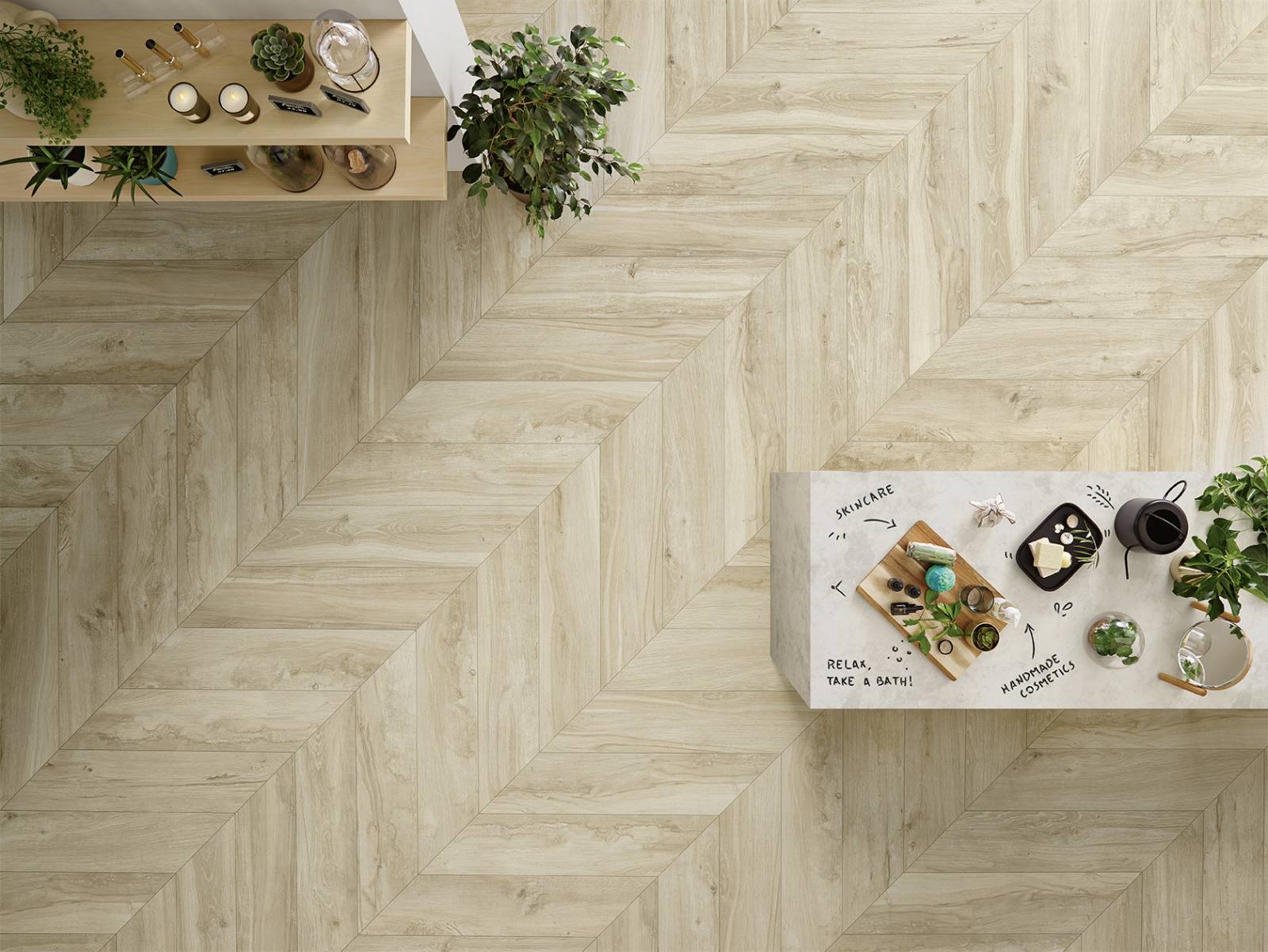 Aménagement intérieur avec revêtement effet bois