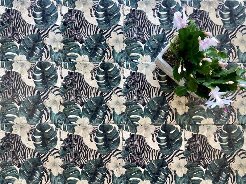 Revêtement en pierre naturelle décorées avec dessins imprimés