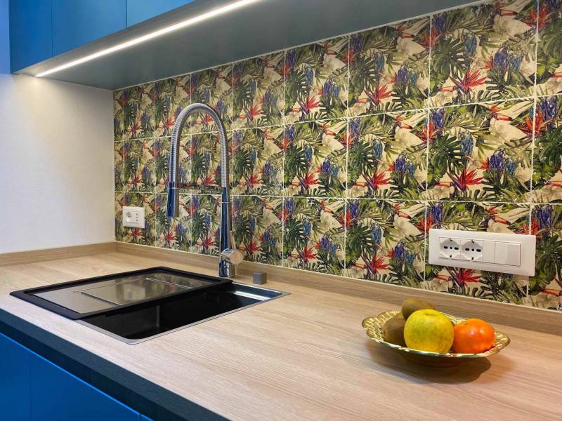 Crédence de cuisine à motif en pierre naturelle